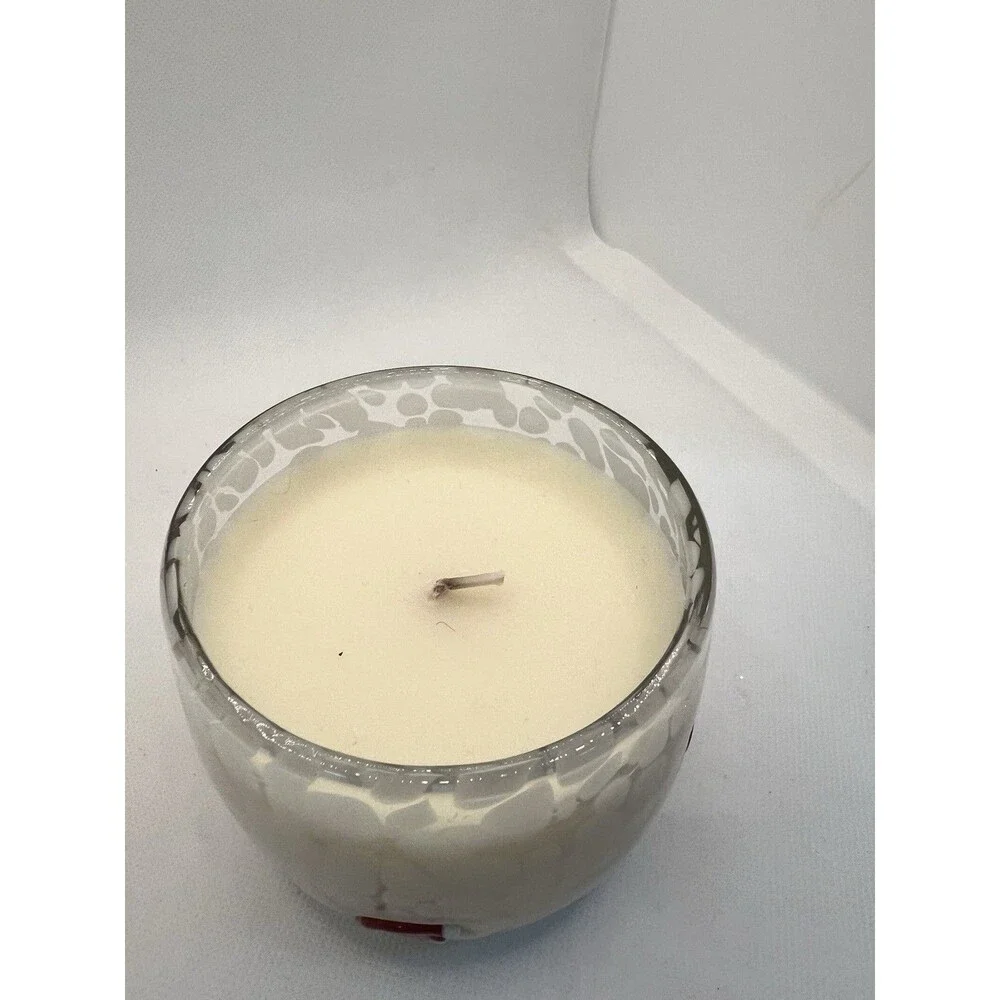 Anthropologie Icon Glass Candle white santa hat caramel spice wonderland winter